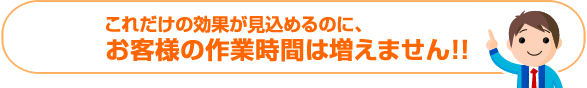 これだけの効果が見込めるのに、お客様の作業時間は増えません！！