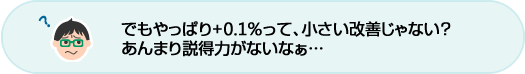 でもやっぱり+0.1%って、小さい改善じゃない？あんまり説得力がないなぁ…