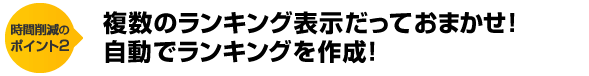 時間削減のポイント２　複数のランキング表示だっておまかせ！自動でランキングを作成！